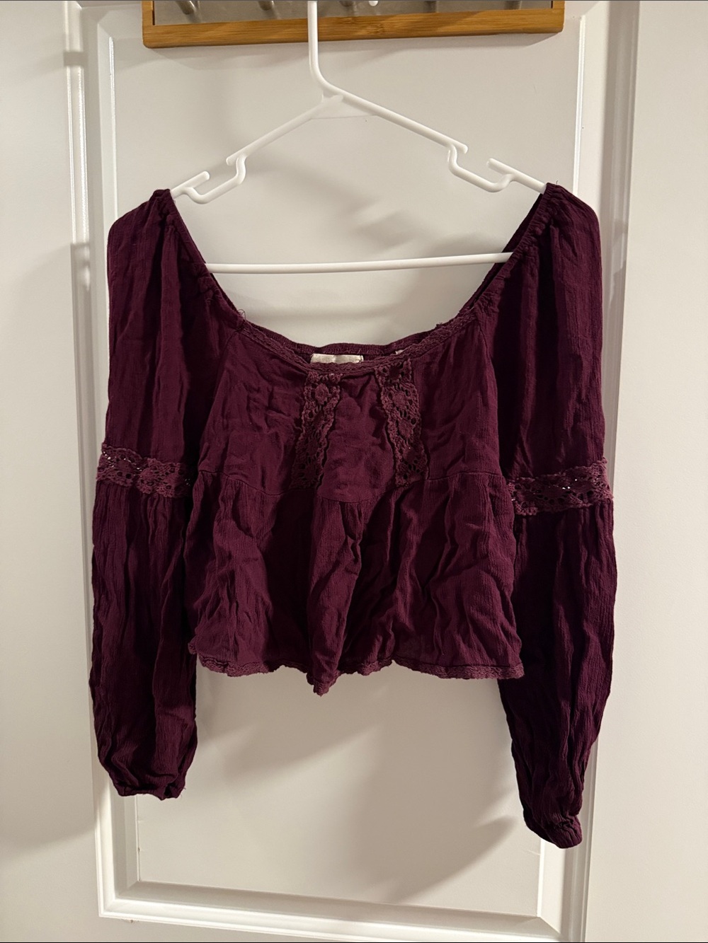 🥳 5 for $25 BUNDLE Boho Off-Shoulder Peasant Crop Top - Plum